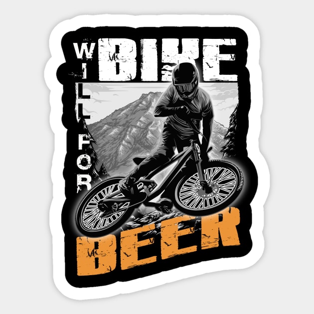 Will Bike For Beer Sticker by printjobz